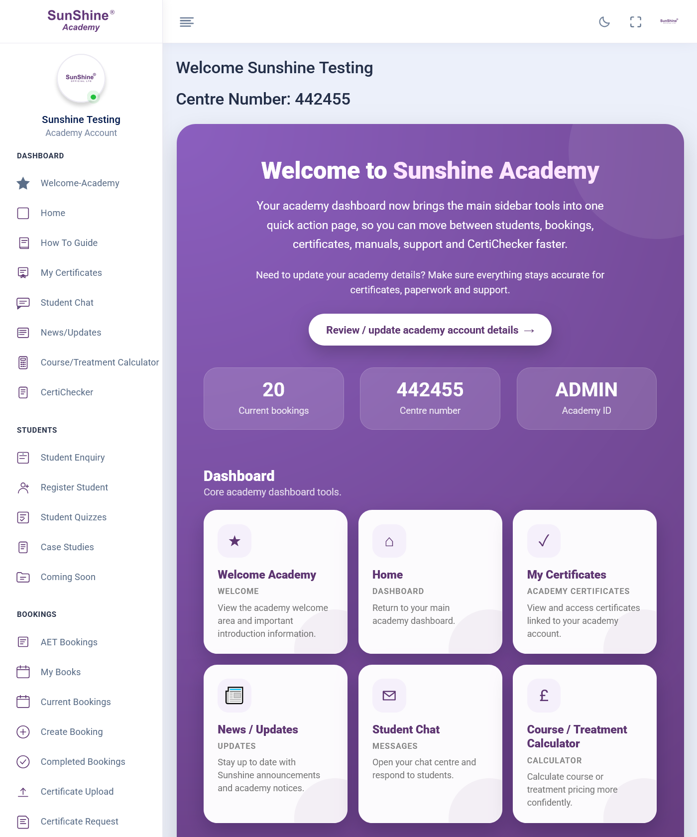 Academy Dashboard