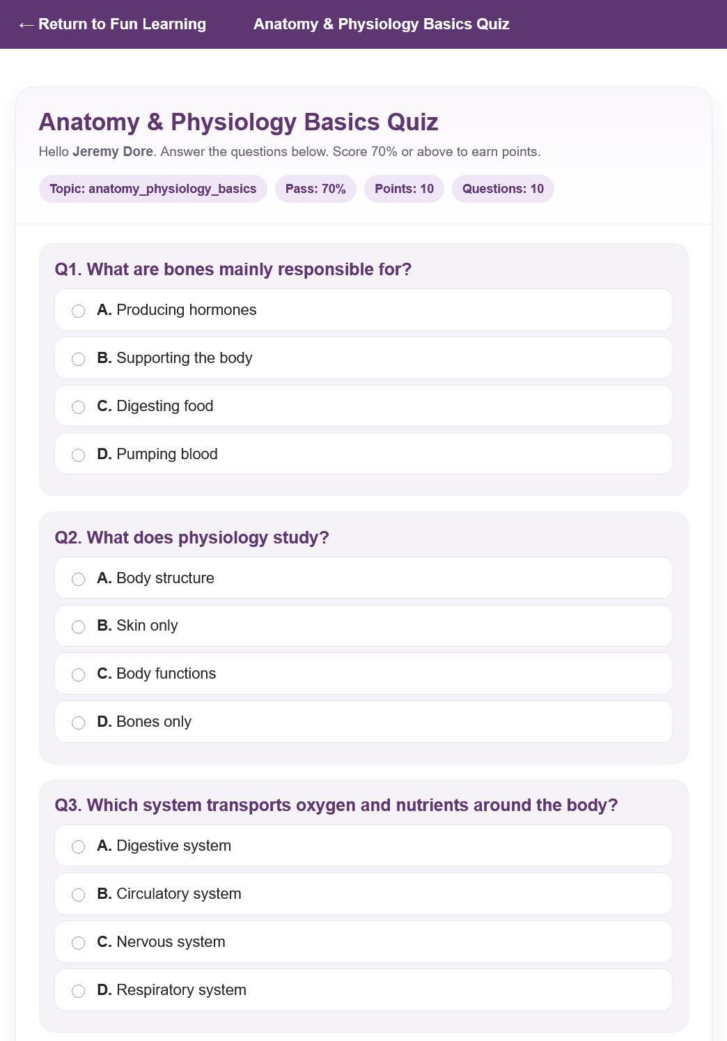 Student Quizzes